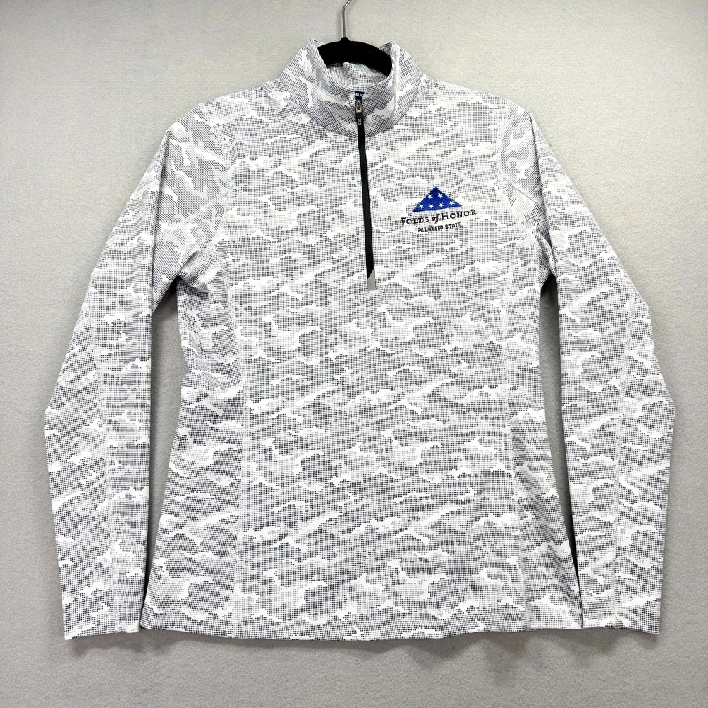 Cutter & Buck Traverse Shirt Womens Small Gray Camo 1/4 Zip Folds of Honor USA